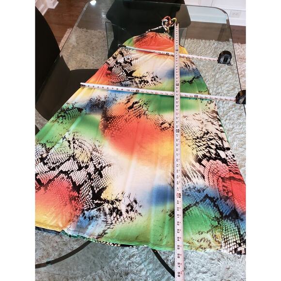 Good Time Long Maxi Dress Women's L Multicolor Halter Neck Sleeveless Pullover - Picture 8 of 11